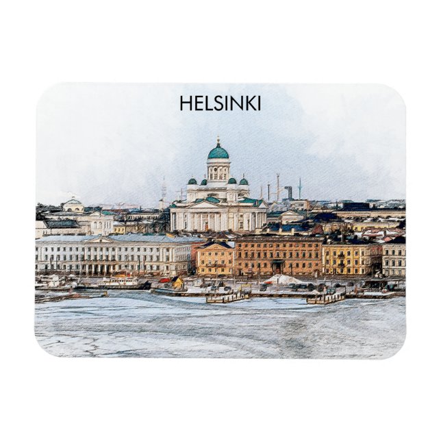 Magnet Flexible Vue panoramique de Helsinki Finlande (Horizontal)