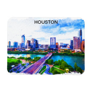 Magnet Flexible Vue panoramique de Houston Texas