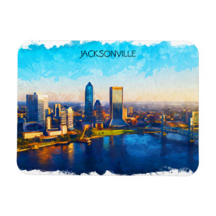 Magnet Flexible Vue panoramique de Jacksonville Florida Skyline