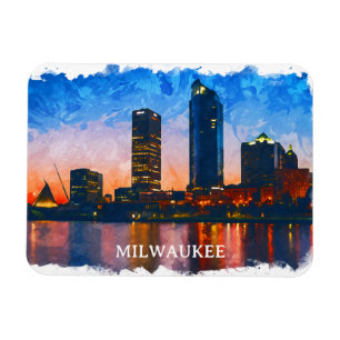 Magnet Flexible Vue panoramique de Milwaukee Wisconsin Skyline