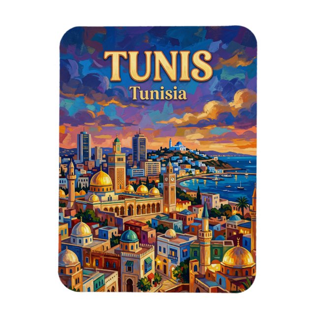 Magnet Flexible Vue panoramique de Tunis Tunisie (Vertical)