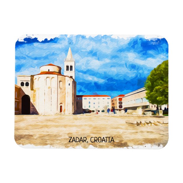 Magnet Flexible Vue panoramique de Zadar Croatia Watercolor (Horizontal)
