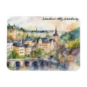 Magnet Flexible Vue panoramique d'une peinture aquarelle de la vil