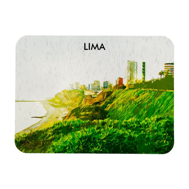 Magnet Flexible Vue panoramique Lima Pérou aquarelle (Horizontal)
