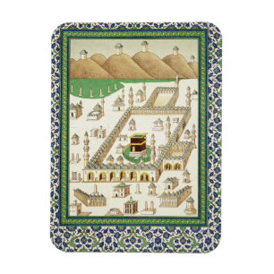 Magnet Flexible Vue schématique de La Mecque, montrant la Qua'bah,