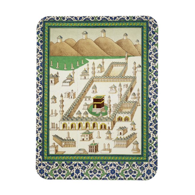 Magnet Flexible Vue schématique de La Mecque, montrant la Qua'bah, (Vertical)