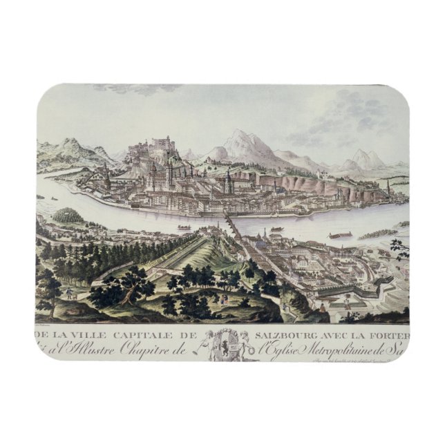 Magnet Flexible Vue sur la capitale et la forteresse de Salzbourg, (Horizontal)