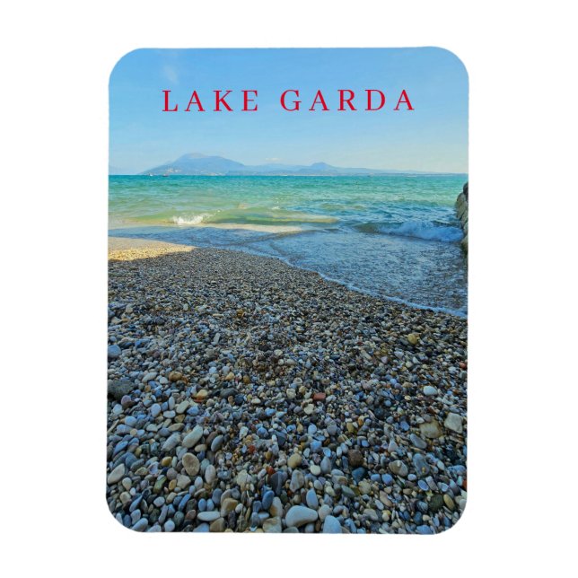 Magnet Flexible Vue sur la plage de galets du lac de Garde, aimant (Vertical)
