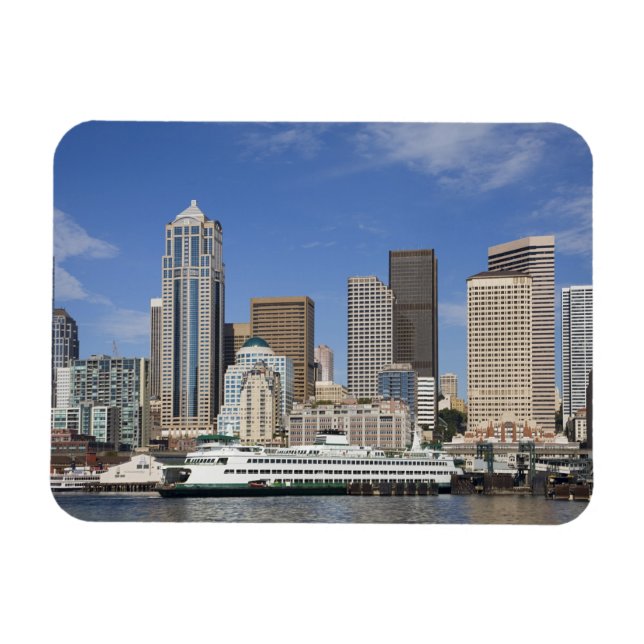 Magnet Flexible WA, Seattle, ligne d'horizon de Seattle avec batea (Horizontal)