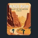 Magnet Flexible Wadi Rum Jordan Travel Art Vintage<br><div class="desc">OEuvre vectorielle Wadi Rum. Également connu sous le nom de Vallée de la Lune,  il est une vallée coupée dans le grès et la roche de granit dans le sud de la Jordanie.</div>