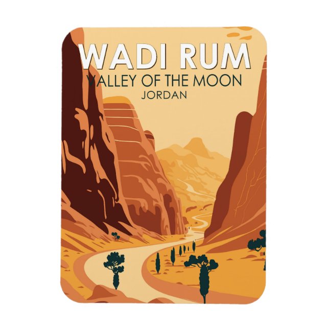 Magnet Flexible Wadi Rum Jordan Travel Art Vintage (Vertical)