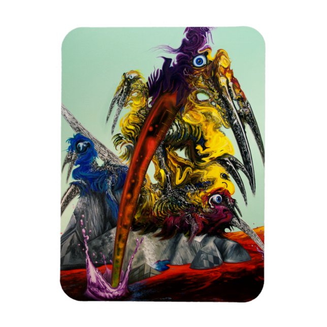 Magnet Flexible Warlus Art Visuel Jaune Rouge Bleu Élégant (Vertical)