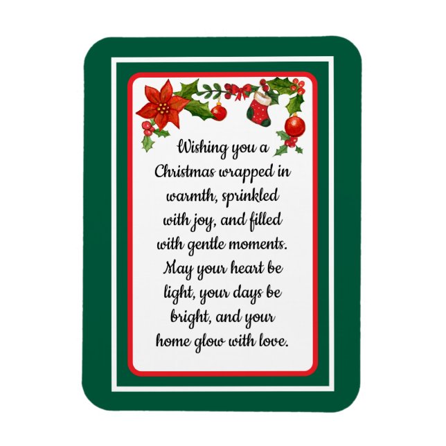 Magnet Flexible Warm wishes poinsettia christmas card (Vertical)