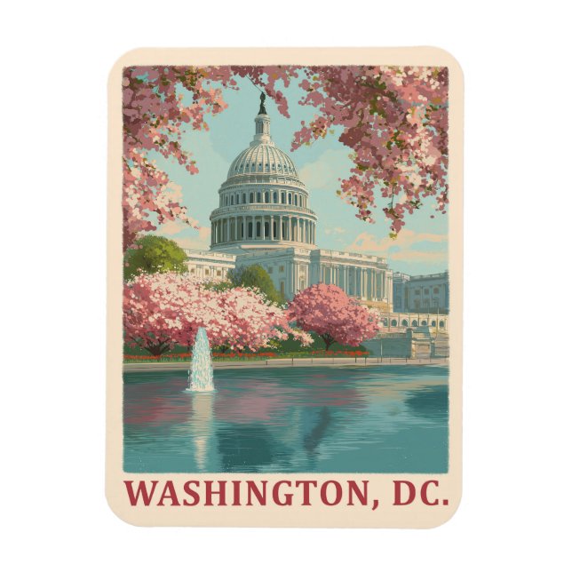 Magnet Flexible Washington DC - Cherry Blossoms & Capitol Building (Vertical)