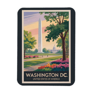 Magnet Flexible Washington DC Illustration Travel Art Vintage