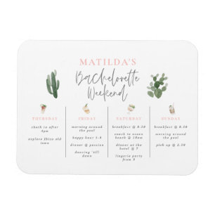 Magnet Flexible Watercolor drinks bachelorette weekend itinerary