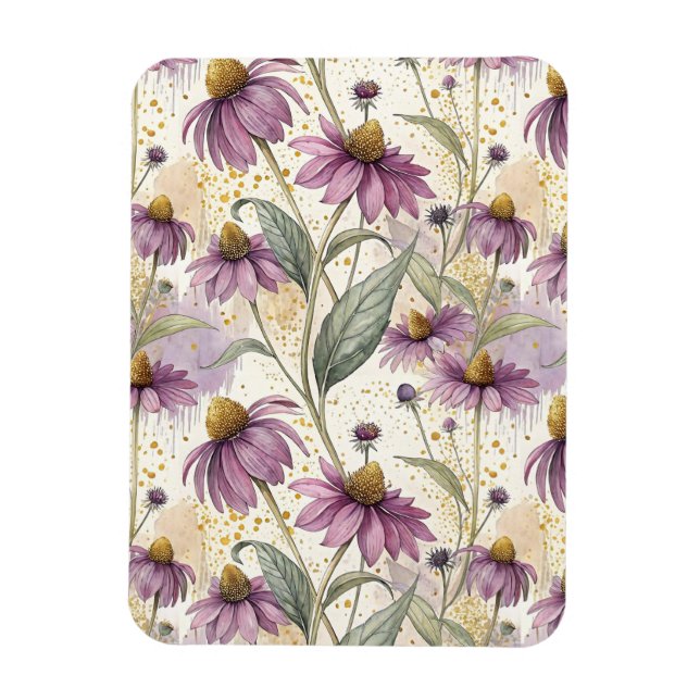 Magnet Flexible Watercolor Echinacea Purple & Gold (Vertical)