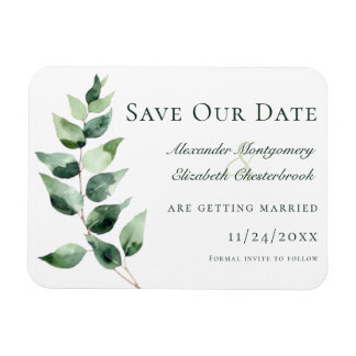 Magnet Flexible Watercolor Eucalyptus Wedding Save the Date White
