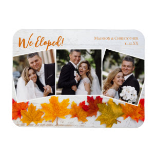 Magnet Flexible We Eloped Fall Leaf Wedding Announcement Photo