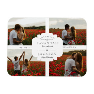 Magnet Flexible Wedding Collage 4 Custom Photos Minimalist Modern