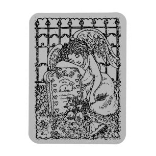 MAGNET FLEXIBLE WEEPING GUARDIAN ANGEL, CEMETERY MOURNING SYMPATHY