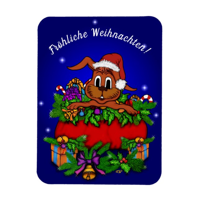 Magnet Flexible Weihnachtskaninchen, Fröhliche Weihnachten ! (Vertical)