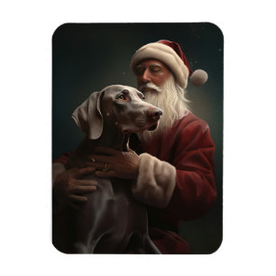 Magnet Flexible Weimaraner avec Noël Festif du Père Noël