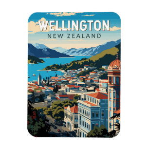 Magnet Flexible Wellington New Zealand Travel Art Vintage