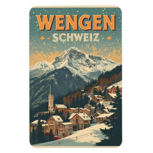 Magnet Flexible WENGEN ski vintage Suisse Alpes suisses cadeaux