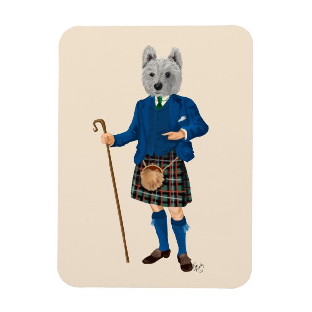 Magnet Flexible West Highland Terrier in Kilt 2 (Vertical)