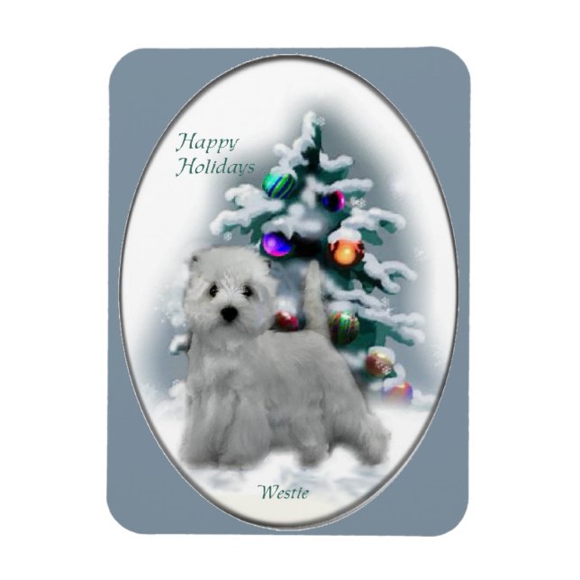 Magnet Flexible West Highland White Terrier Cadeaux de Noël (Vertical)