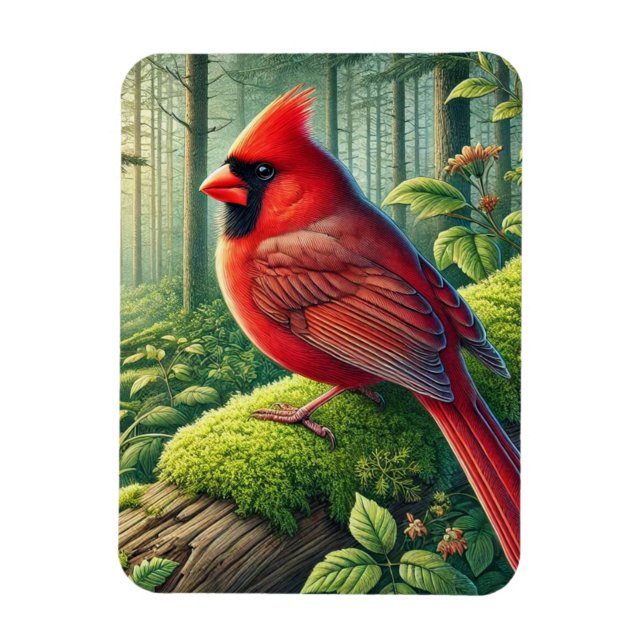 Magnet Flexible West Virginia State Bird Northern Cardinal (Vertical)