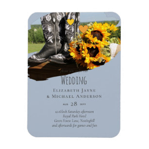 Magnet Flexible Western Boots Sunflowers Rustic Wedding