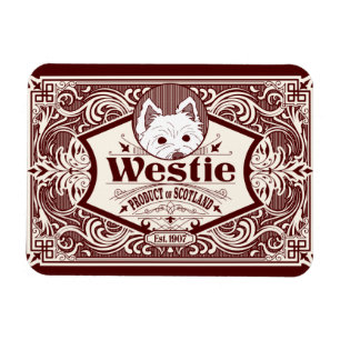 Magnet Flexible Westie antique produit écossais