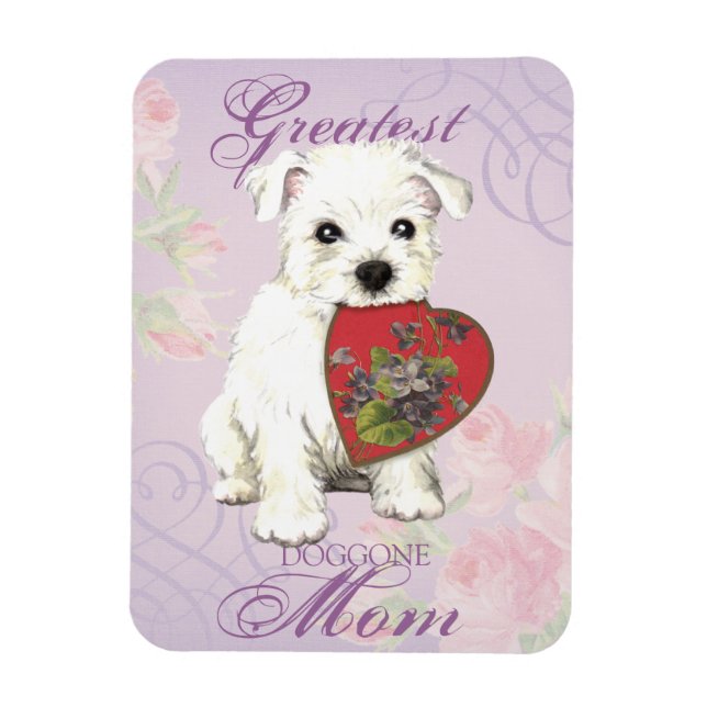 Magnet Flexible Westie Heart Maman (Vertical)
