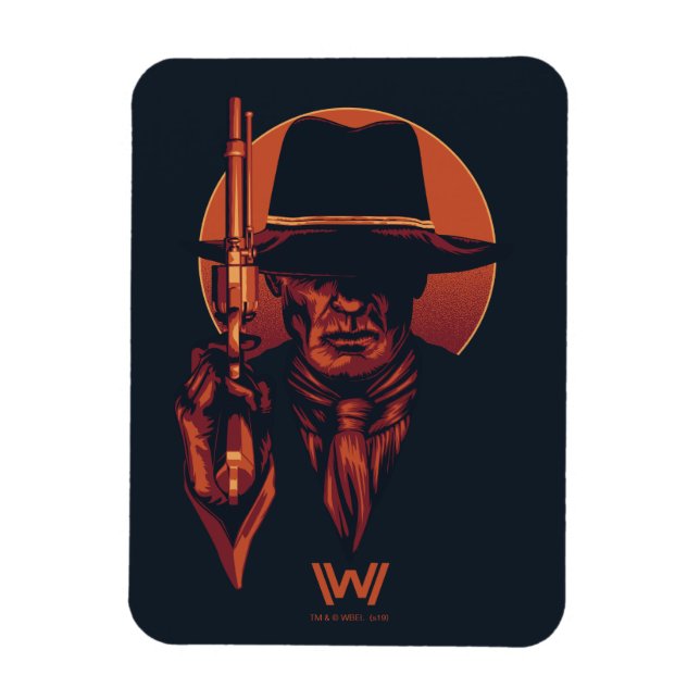 Magnet Flexible Westworld | Homme en noir avec révolver (Vertical)