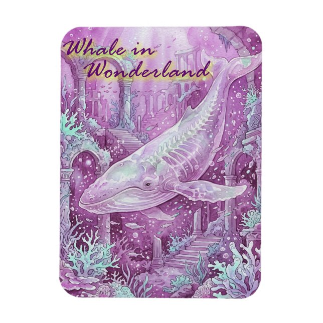 Magnet Flexible Whale in Wonderland Underwater Art (Vertical)