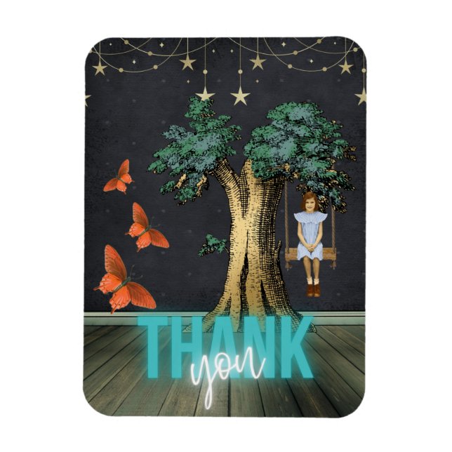 Magnet Flexible Whimsical Girl in Swing Surreal Merci (Vertical)