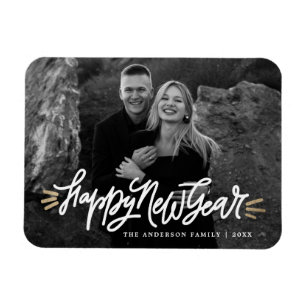 Magnet Flexible Whimsical Happy New Year Script Photo