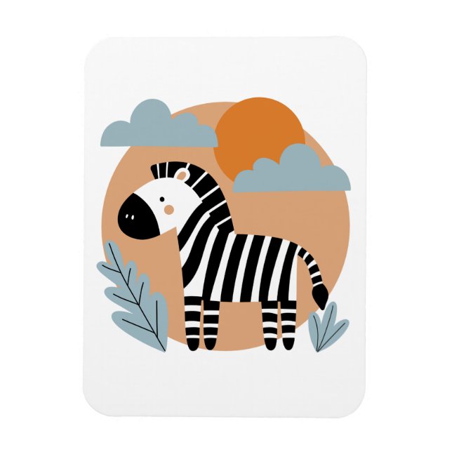 Magnet Flexible Whimsical Zebra Scandinave Influencée (Vertical)
