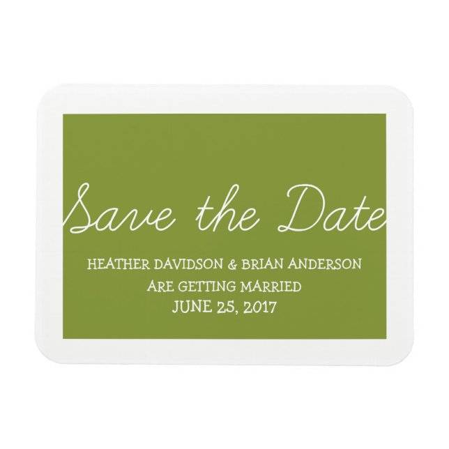 Magnet Flexible Whimsy Save the Date Magnet, Olive Green (Horizontal)