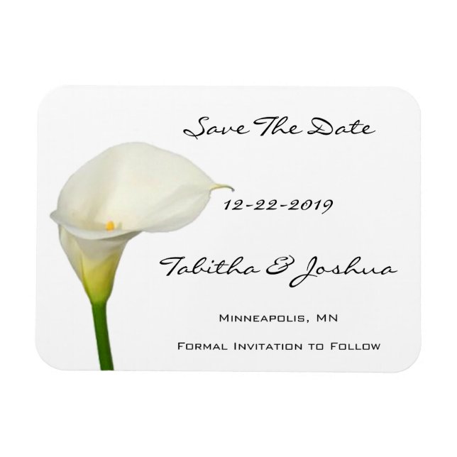 Magnet Flexible White Calla Lily Enregistrer l'aimant de date (Horizontal)