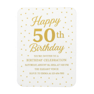 Magnet Flexible White & Gold Parties scintillant Surprise 50e anni