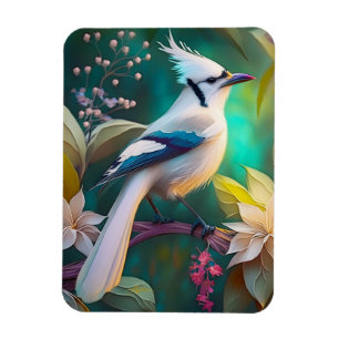 Magnet Flexible White Tufé Turquoise Wing Jay Imaginaire Bird