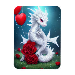 Magnet Flexible White Valentine Love Dragon