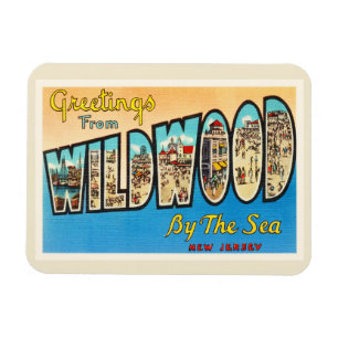 Magnet Flexible Wildwood par la carte postale de cru du New Jersey