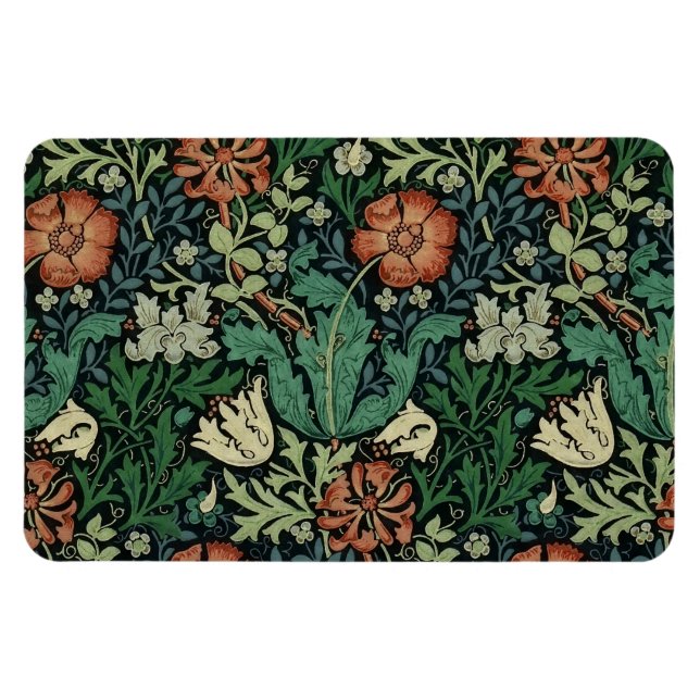 Magnet Flexible William Morris Compton Floral Art Nouveau Motif (Horizontal)