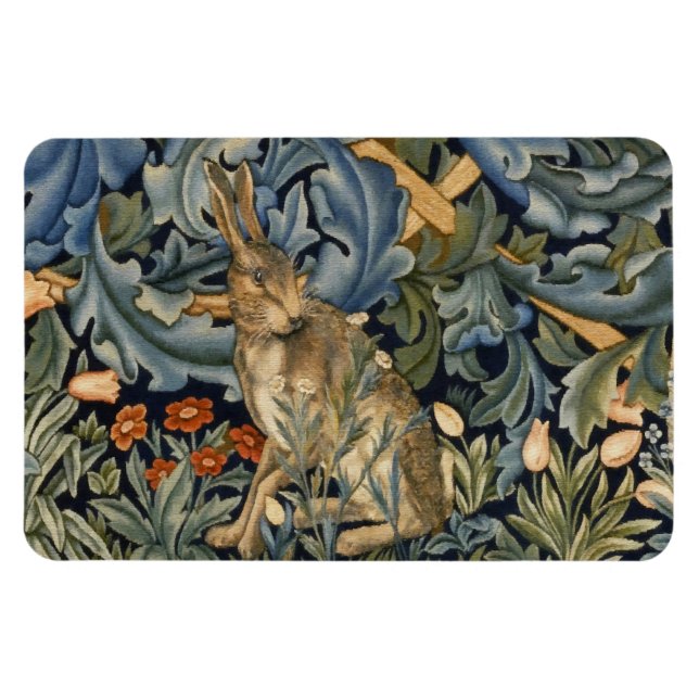 Magnet Flexible William Morris Forest Rabbit Floral Art (Horizontal)