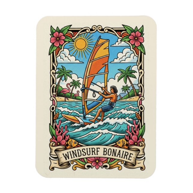 Magnet Flexible Windsurfeurs à Bonaire Caraïbes néerlandaises (Vertical)