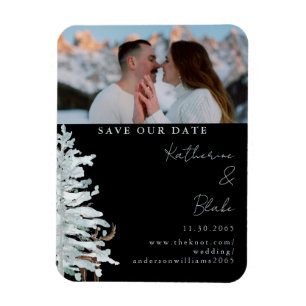 Magnet Flexible Winter Woodland Black Mariage Photo Sauvez notre d